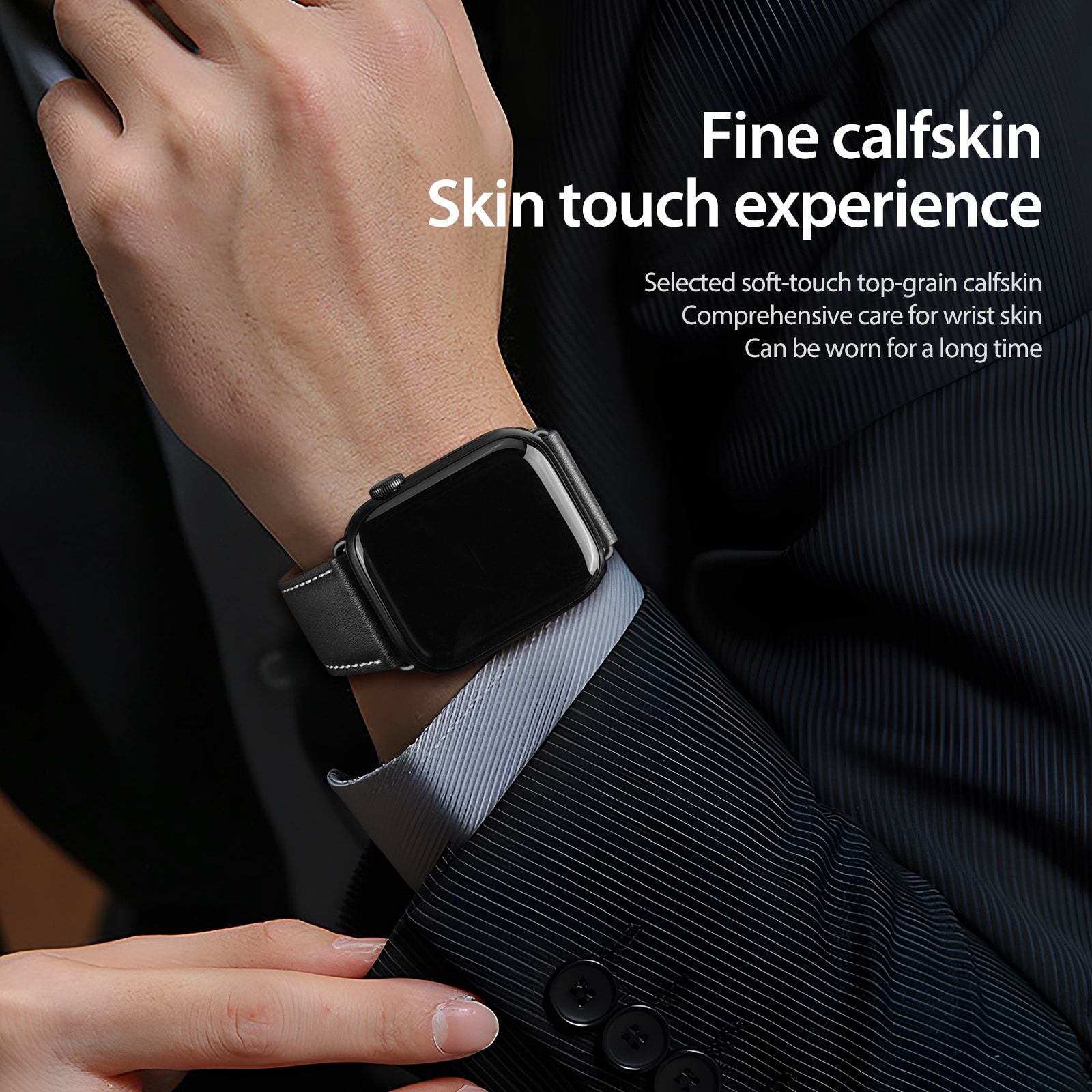 Apple Watch SE 3 40mm Rem i læder, Sort