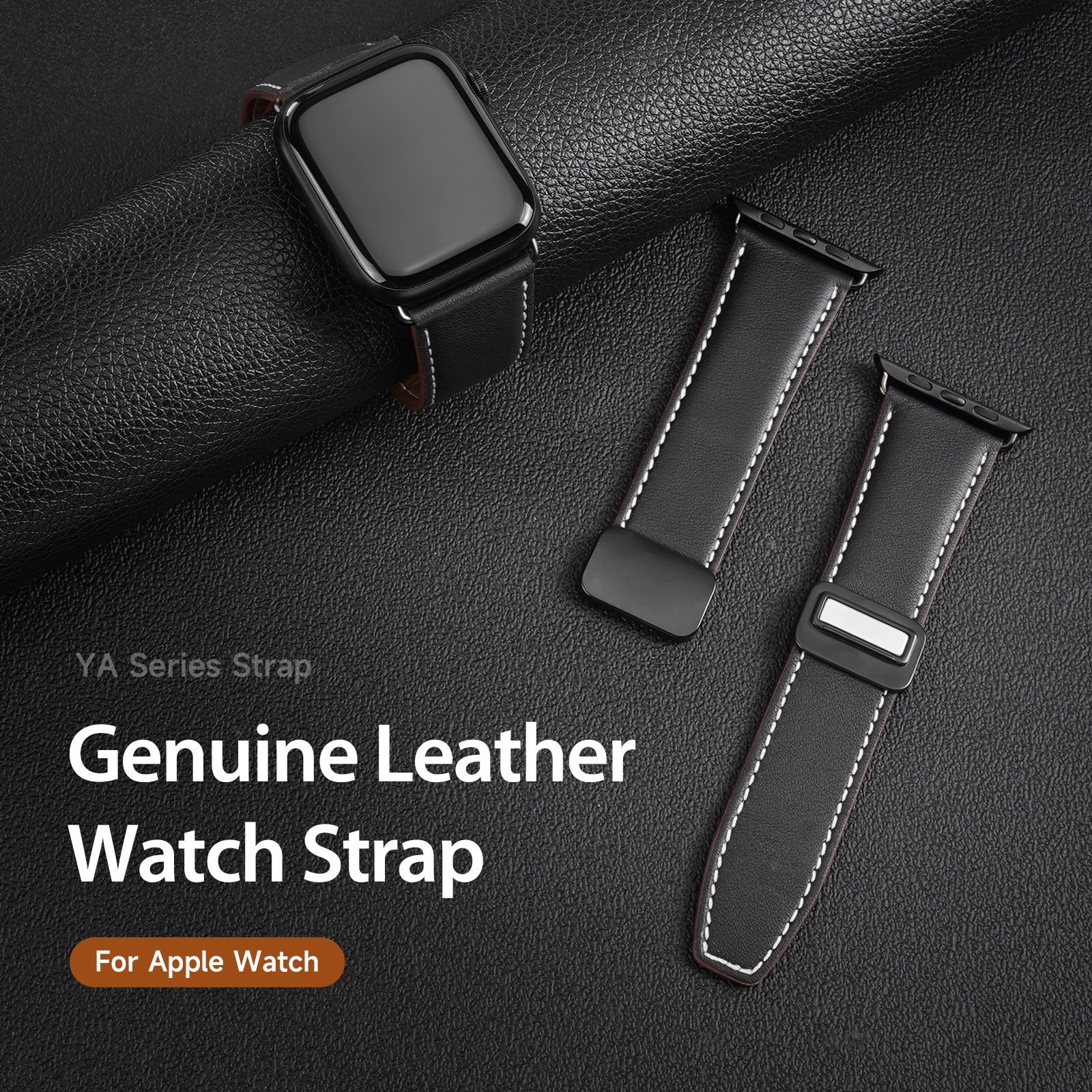 Apple Watch SE 3 40mm Rem i læder, Sort