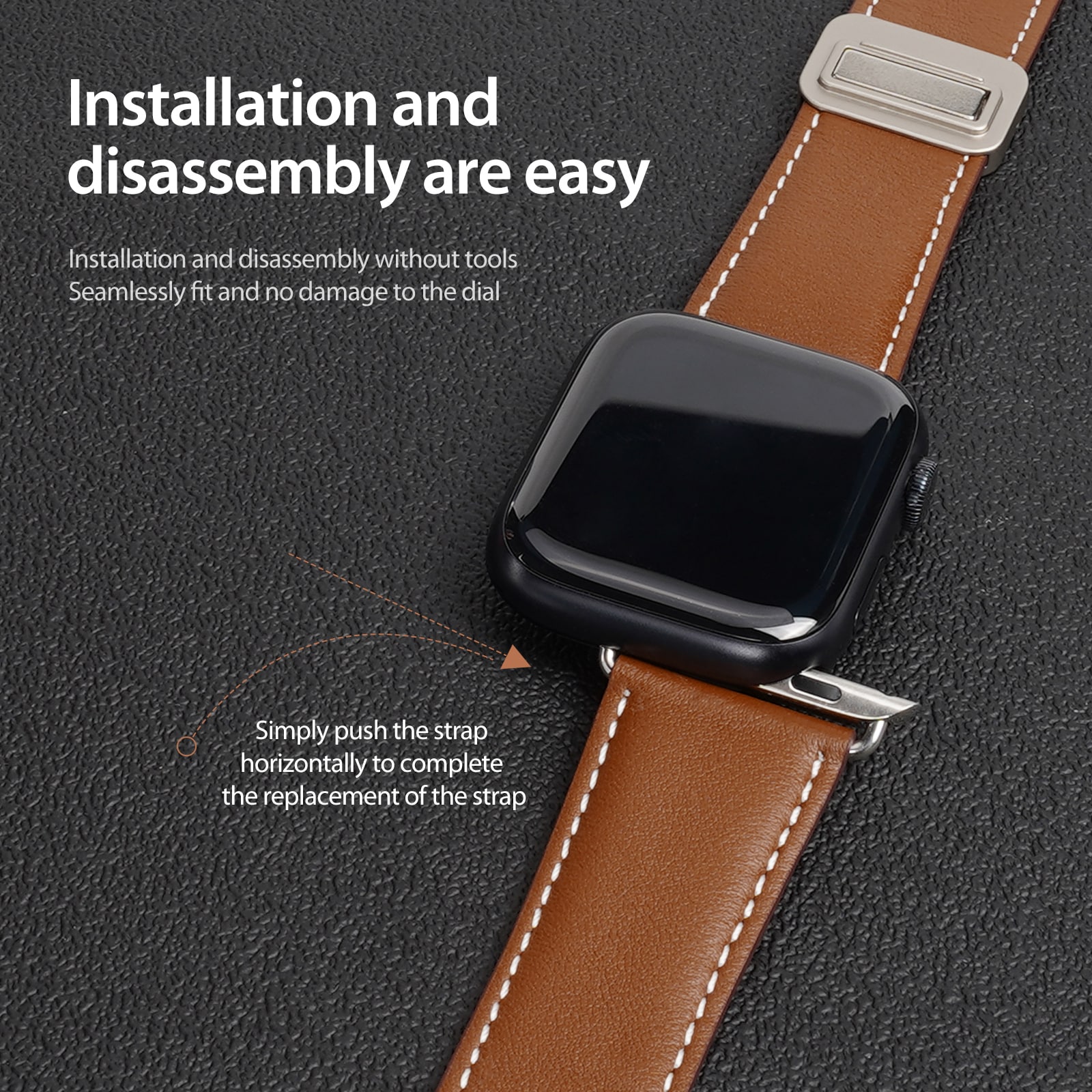 Apple Watch Series 4-6 44mm Rem i læder, Brun