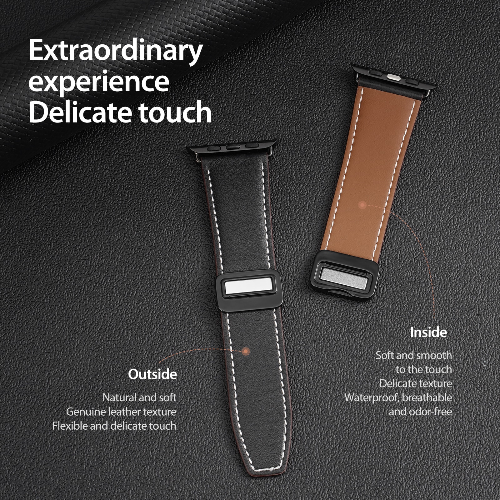 Apple Watch Series 4-6 44mm Rem i læder, Brun