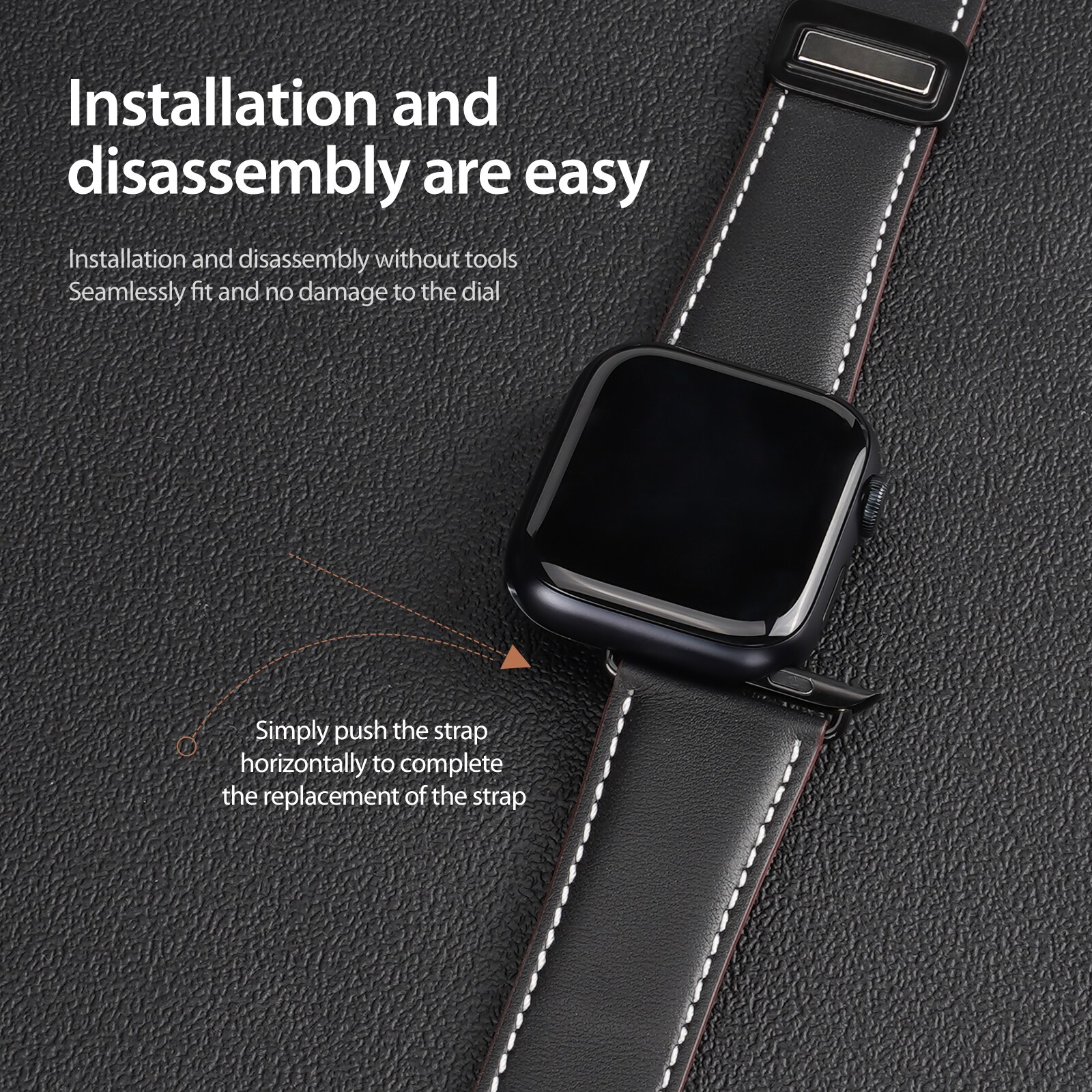 Apple Watch Series 4-6 44mm Rem i læder, Brun