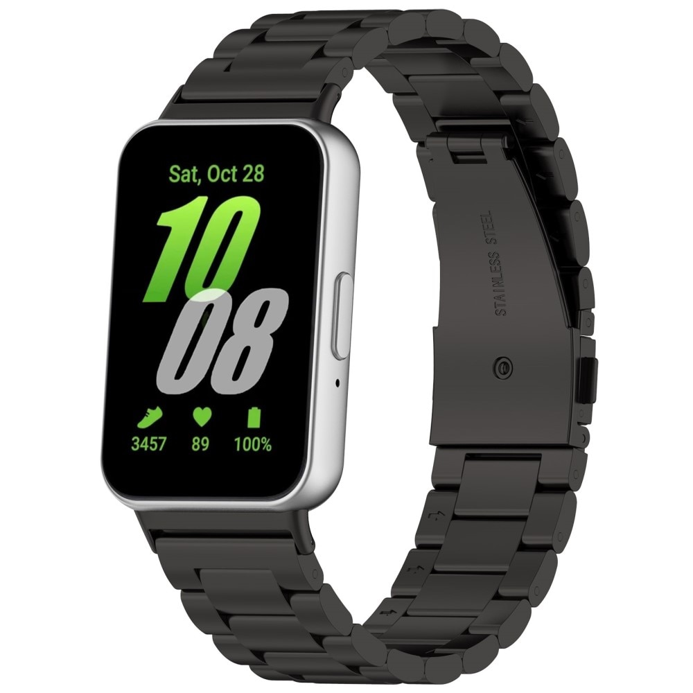 Samsung Galaxy Fit 3 Stilrent linkarmbånd i metal, Sort