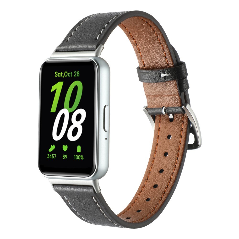 Samsung Galaxy Fit 3 Armbånd i ægte læder, Sort