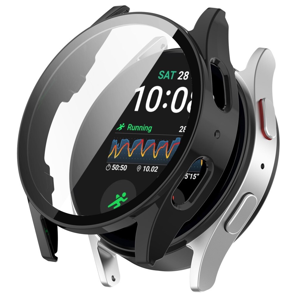 Samsung Galaxy Watch 7 44mm Heldækkende cover med indbygget skærmbeskytter, Sort