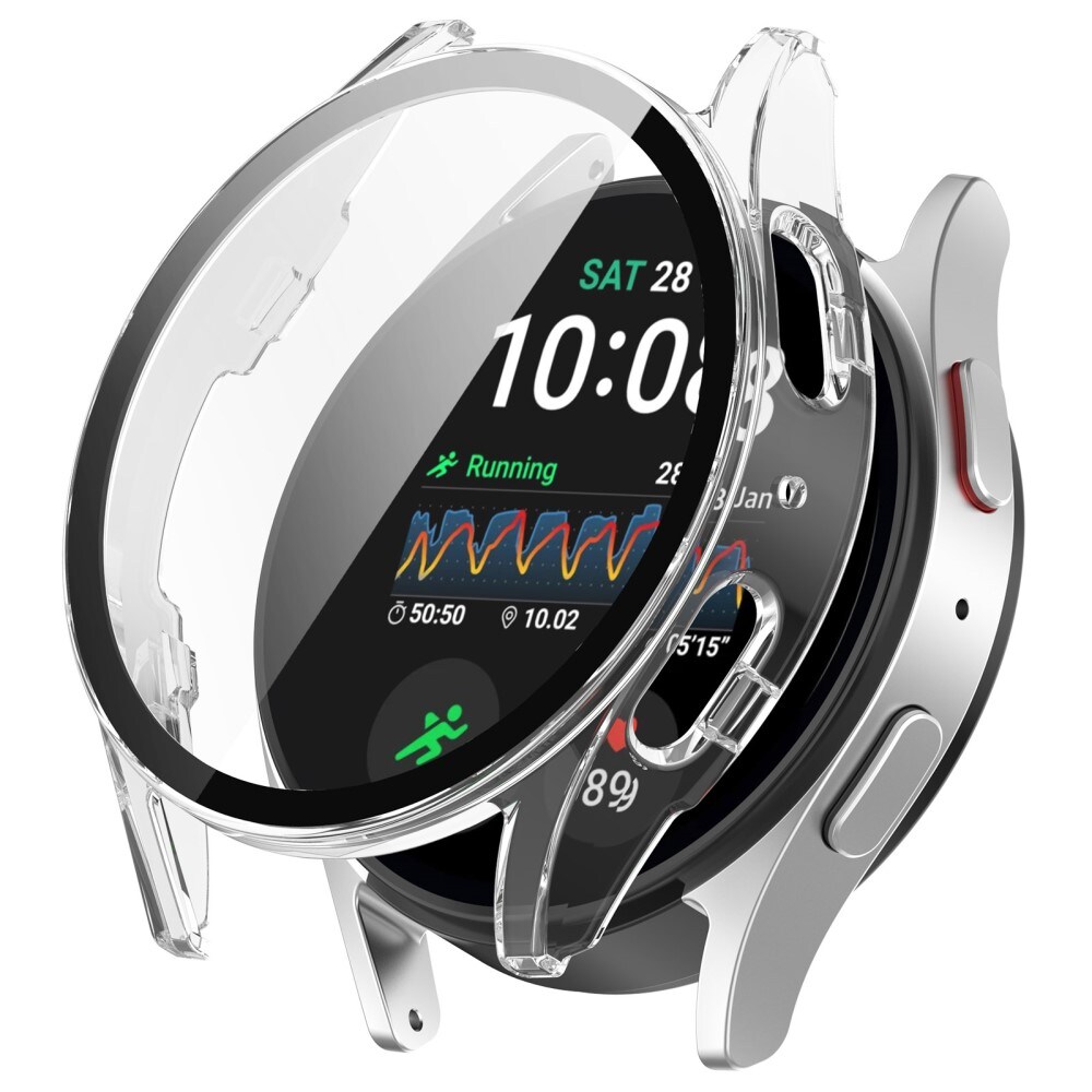 Samsung Galaxy Watch 7 44mm Heldækkende cover med indbygget skærmbeskytter, Gennemsigtig
