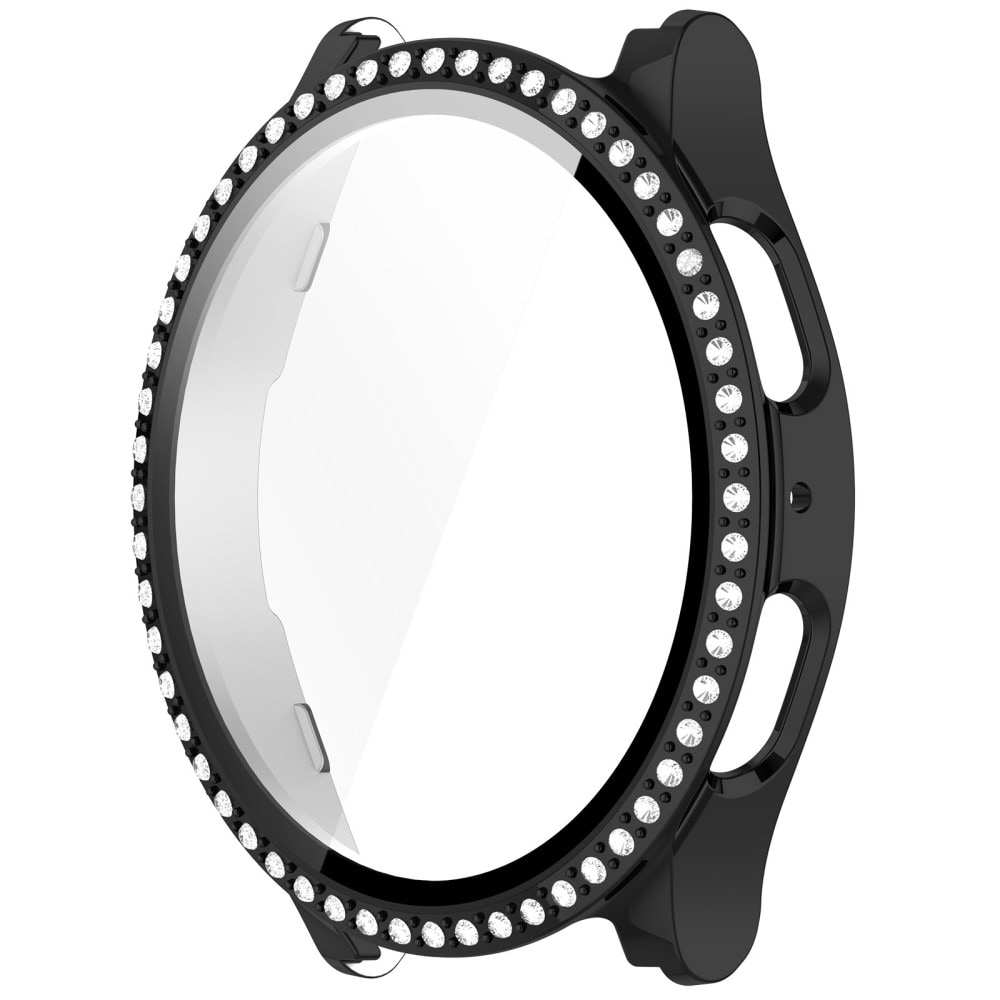 Samsung Galaxy Watch 7 44mm Fuldendt cover med indbygget skærmbeskytter og sten, Sort