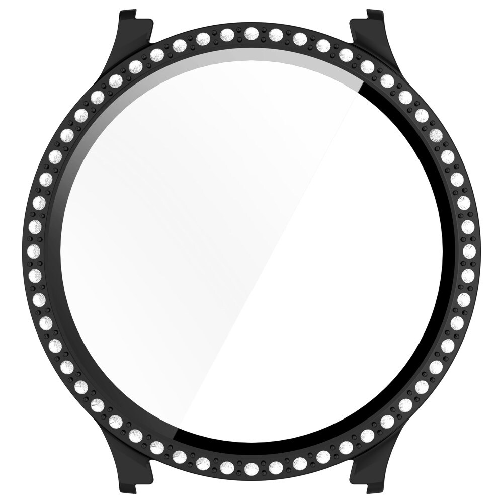 Samsung Galaxy Watch 7 44mm Fuldendt cover med indbygget skærmbeskytter og sten, Sort