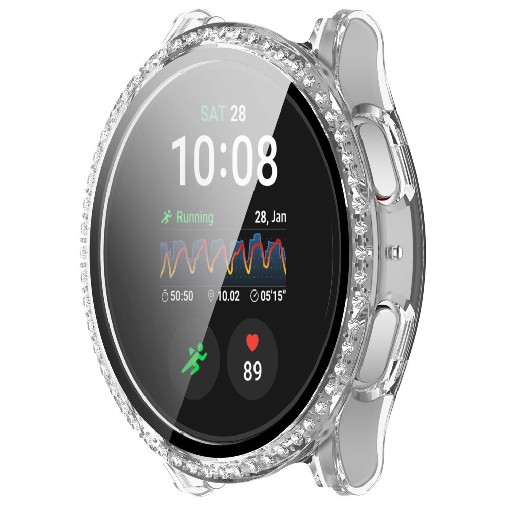 Samsung Galaxy Watch 7 44mm Fuldendt cover med indbygget skærmbeskytter og sten, Gennemsigtig