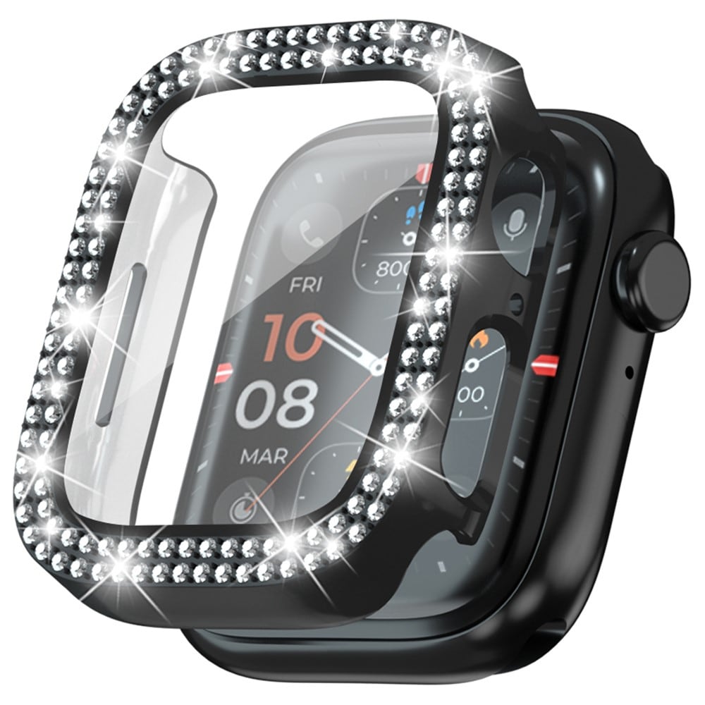 Apple Watch SE 44mm Fuldendt cover med indbygget skærmbeskytter og sten, Sort