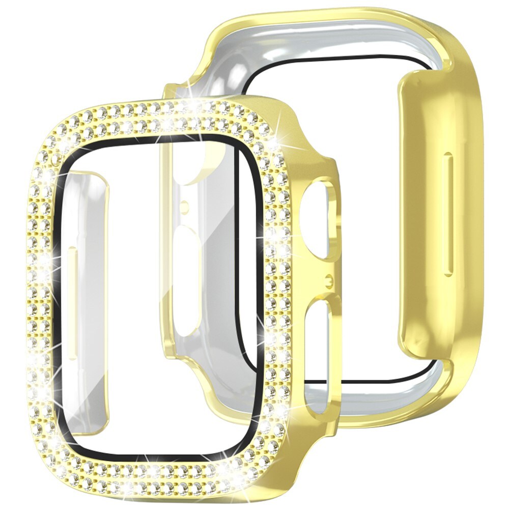 Apple Watch SE 44mm Fuldendt cover med indbygget skærmbeskytter og sten, Guld