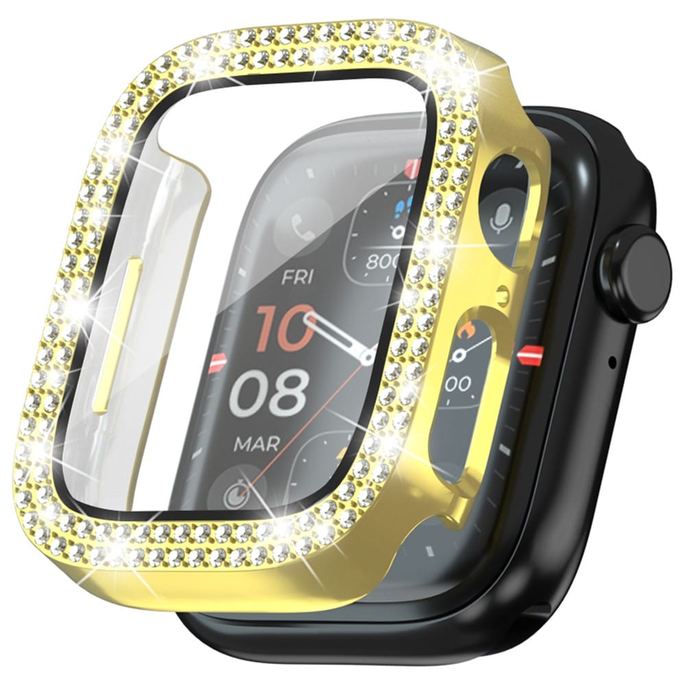 Apple Watch SE 40mm Fuldendt cover med indbygget skærmbeskytter og sten, Guld