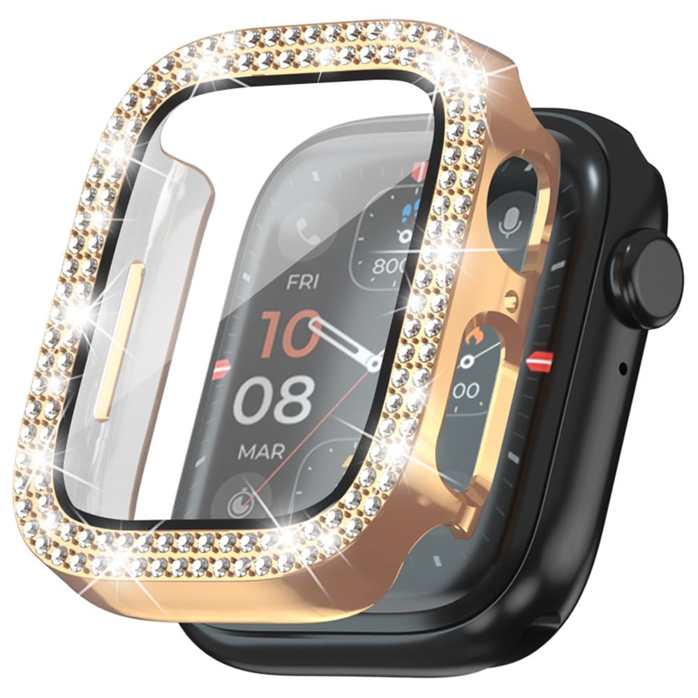 Apple Watch SE 40mm Fuldendt cover med indbygget skærmbeskytter og sten, Rose guld