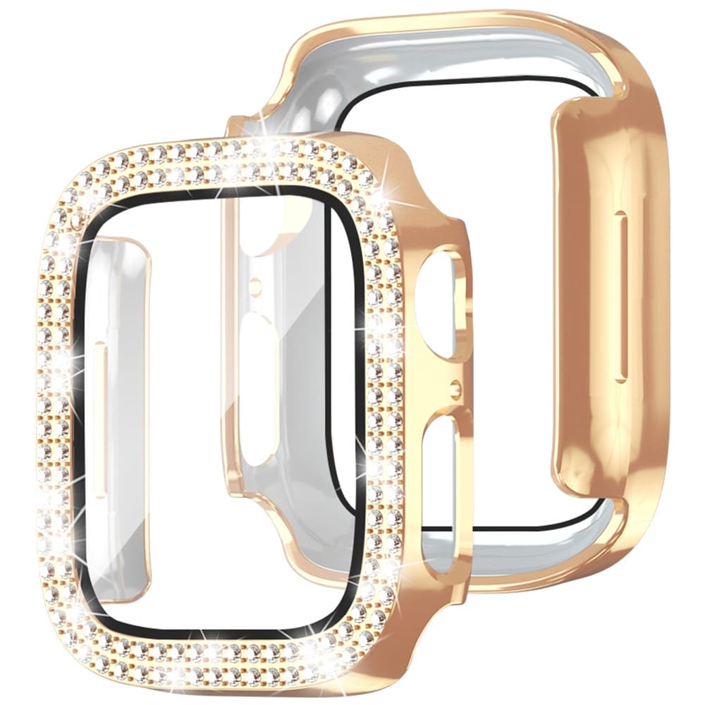Apple Watch SE 40mm Fuldendt cover med indbygget skærmbeskytter og sten, Rose guld