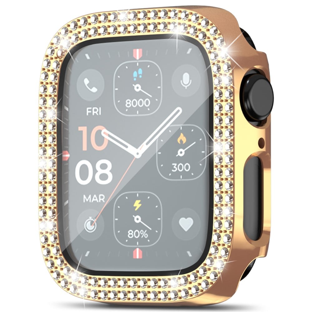 Apple Watch SE 40mm Fuldendt cover med indbygget skærmbeskytter og sten, Rose guld