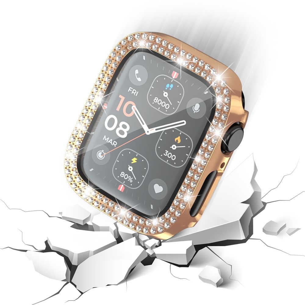 Apple Watch SE 40mm Fuldendt cover med indbygget skærmbeskytter og sten, Rose guld