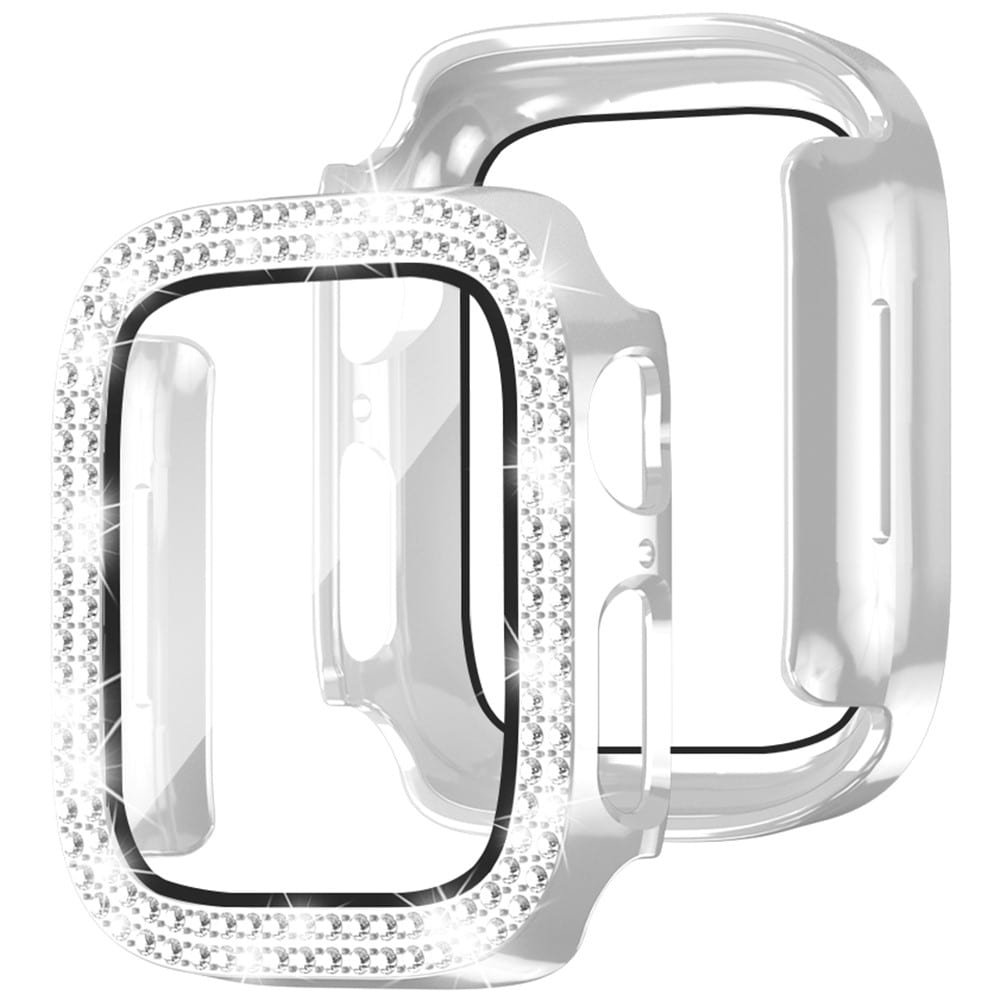 Apple Watch Series 4-6 40mm Fuldendt cover med indbygget skærmbeskytter og sten, Sølv