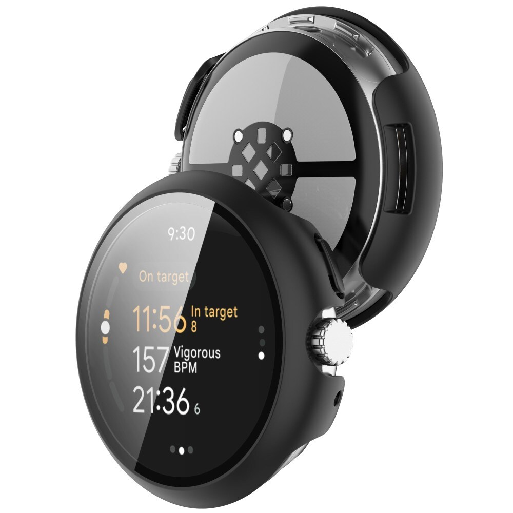 Google Pixel Watch 3 41mm Heldækkende cover med indbygget skærmbeskytter, Sort