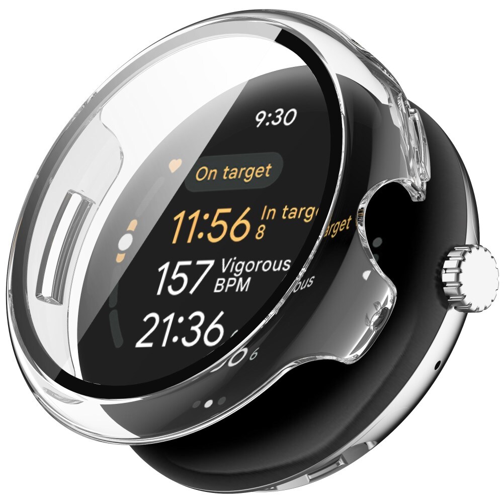 Google Pixel Watch 3 41mm Heldækkende cover med indbygget skærmbeskytter, Gennemsigtig
