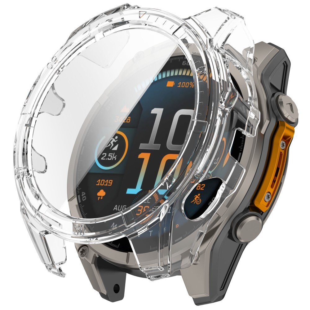 Garmin Fenix 8 47mm Heldækkende cover med indbygget skærmbeskytter, Gennemsigtig