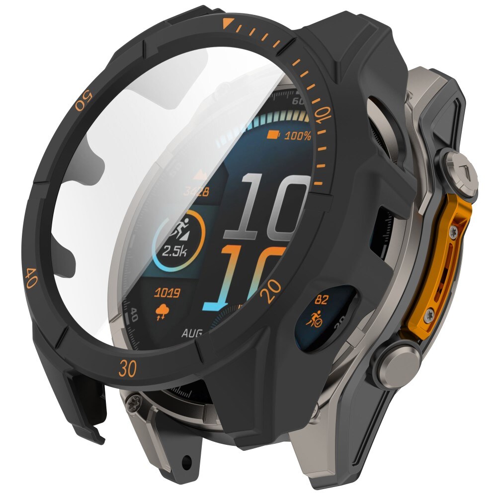 Garmin Fenix 8 47mm Heldækkende cover med indbygget skærmbeskytter, Sort