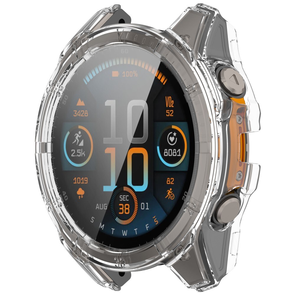 Garmin Fenix 8 43mm Heldækkende cover med indbygget skærmbeskytter, Gennemsigtig