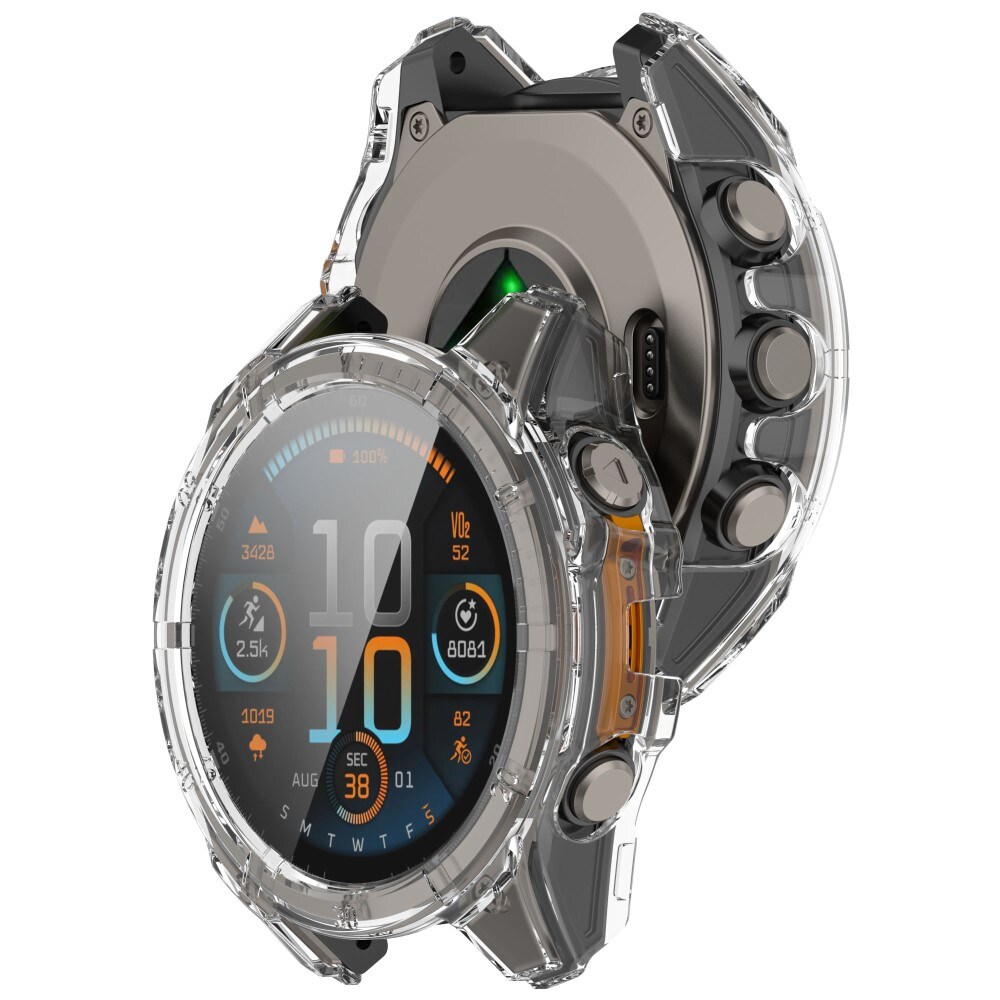 Garmin Fenix 8 43mm Heldækkende cover med indbygget skærmbeskytter, Gennemsigtig