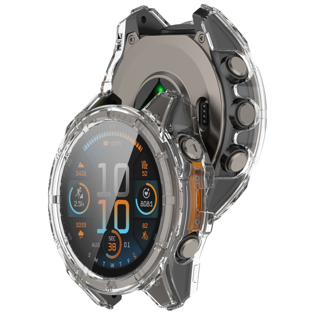 Garmin Fenix 8 Solar 51mm Heldækkende cover med indbygget skærmbeskytter, Gennemsigtig