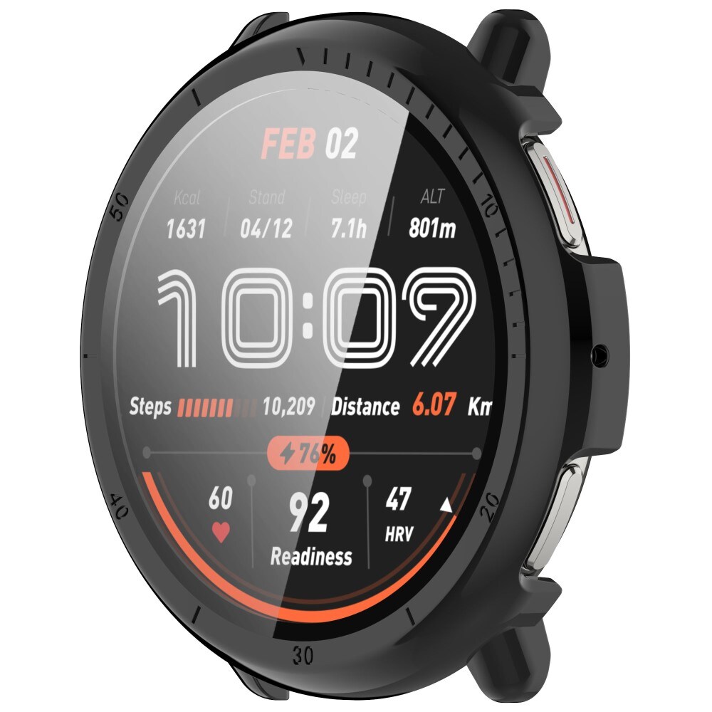 Amazfit Active 2 Heldækkende cover med indbygget skærmbeskytter, Sort