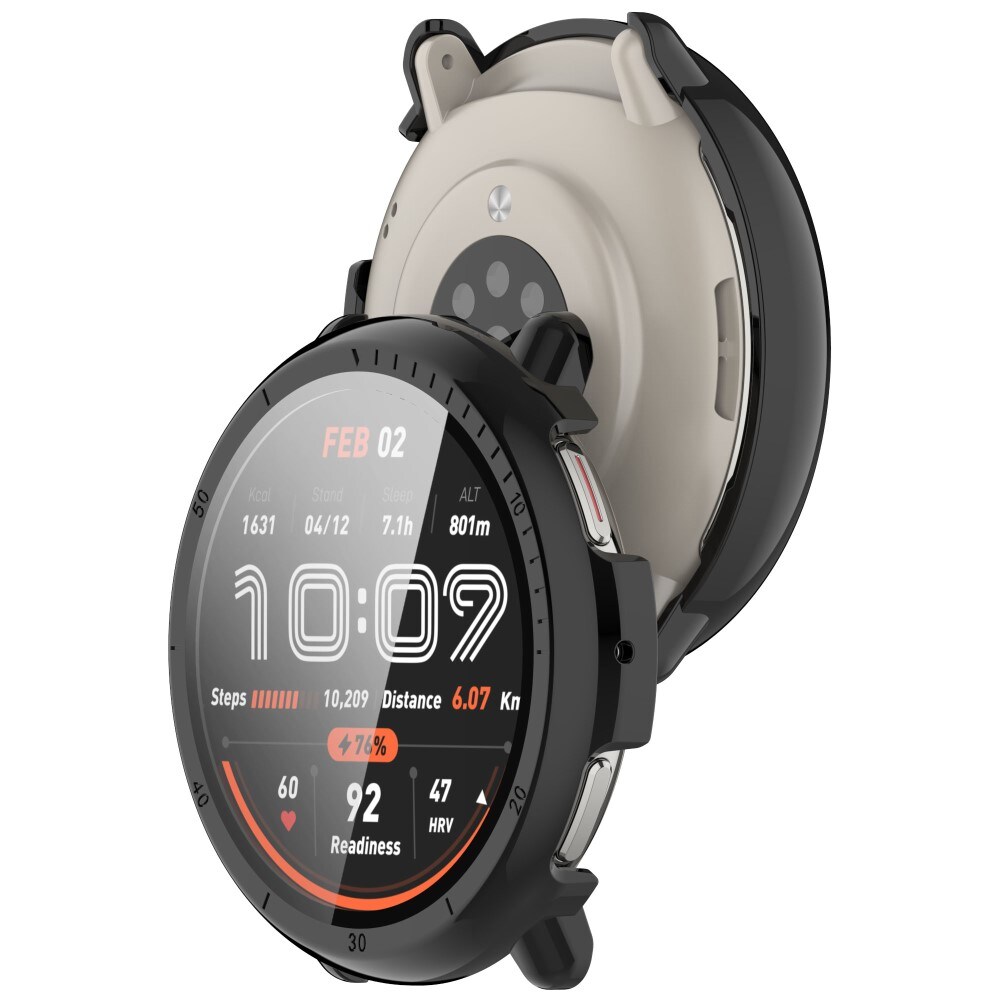 Amazfit Active 2 Heldækkende cover med indbygget skærmbeskytter, Sort