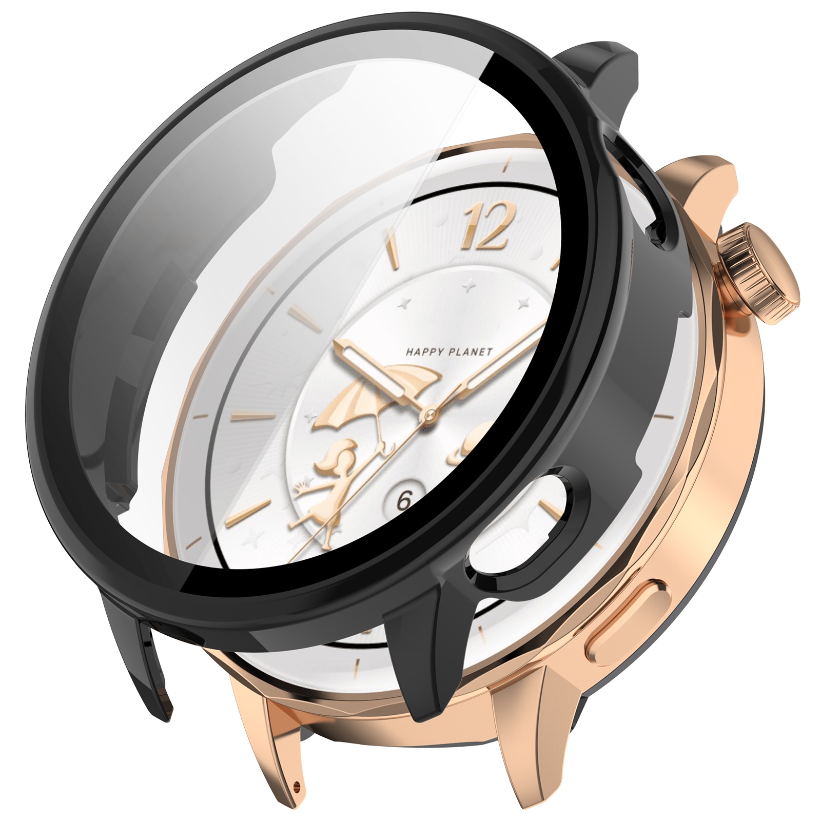 OnePlus Watch 3 43mm Heldækkende cover med indbygget skærmbeskytter, Sort