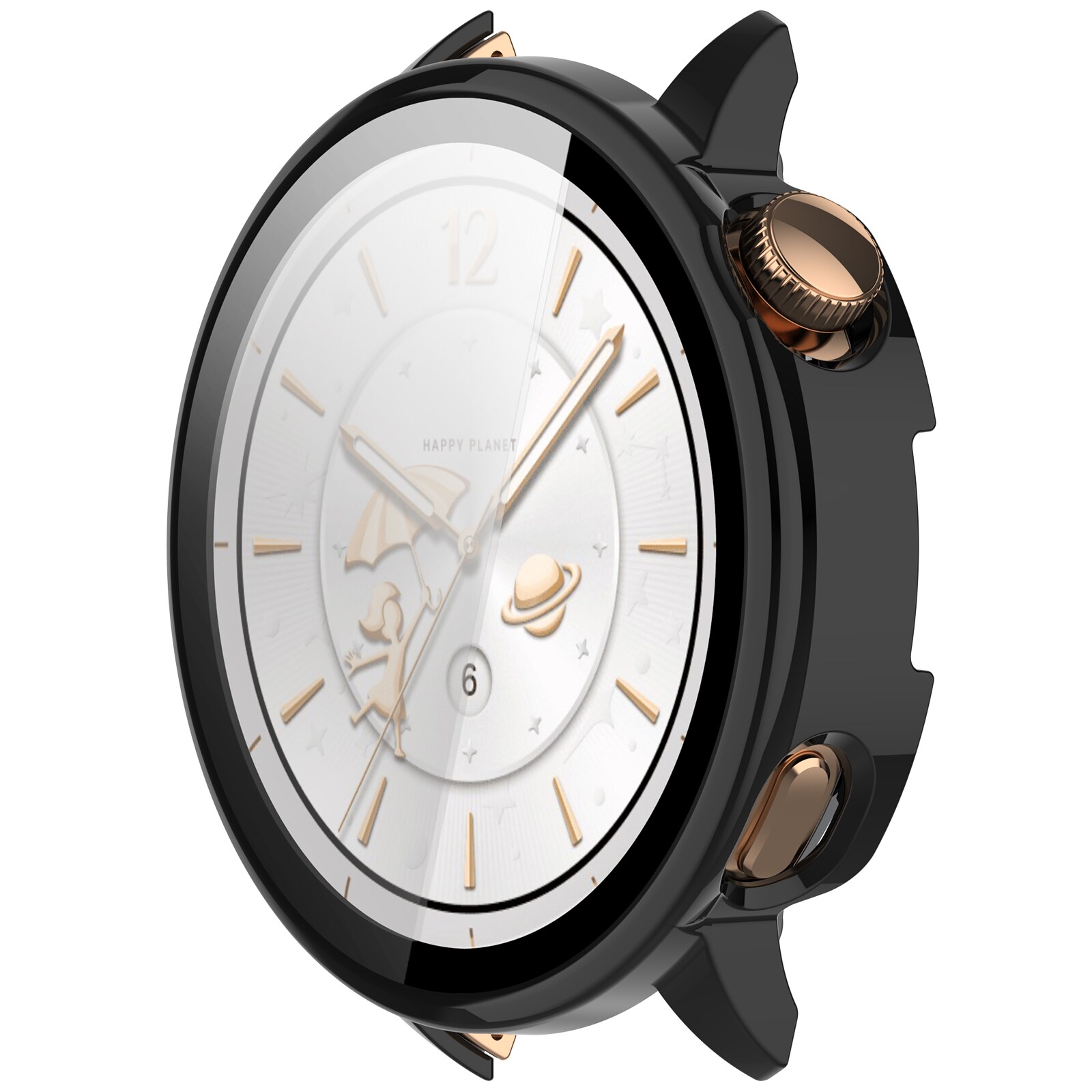  OnePlus Watch 3 43mm Heldækkende cover med indbygget skærmbeskytter, Sort
