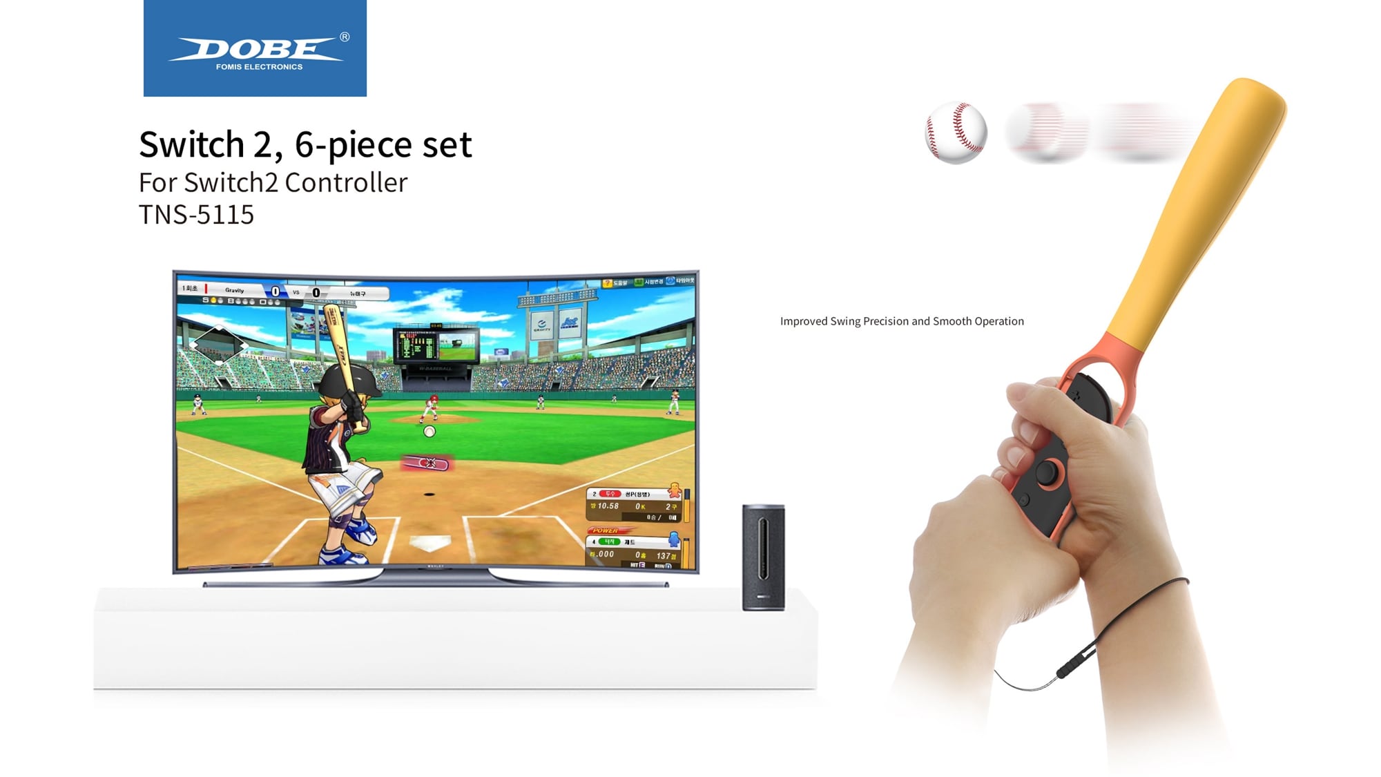 Nintendo Switch 2 Joy-Con sæt med ketcher, baseballbat og golfkøller, Blå/Rød