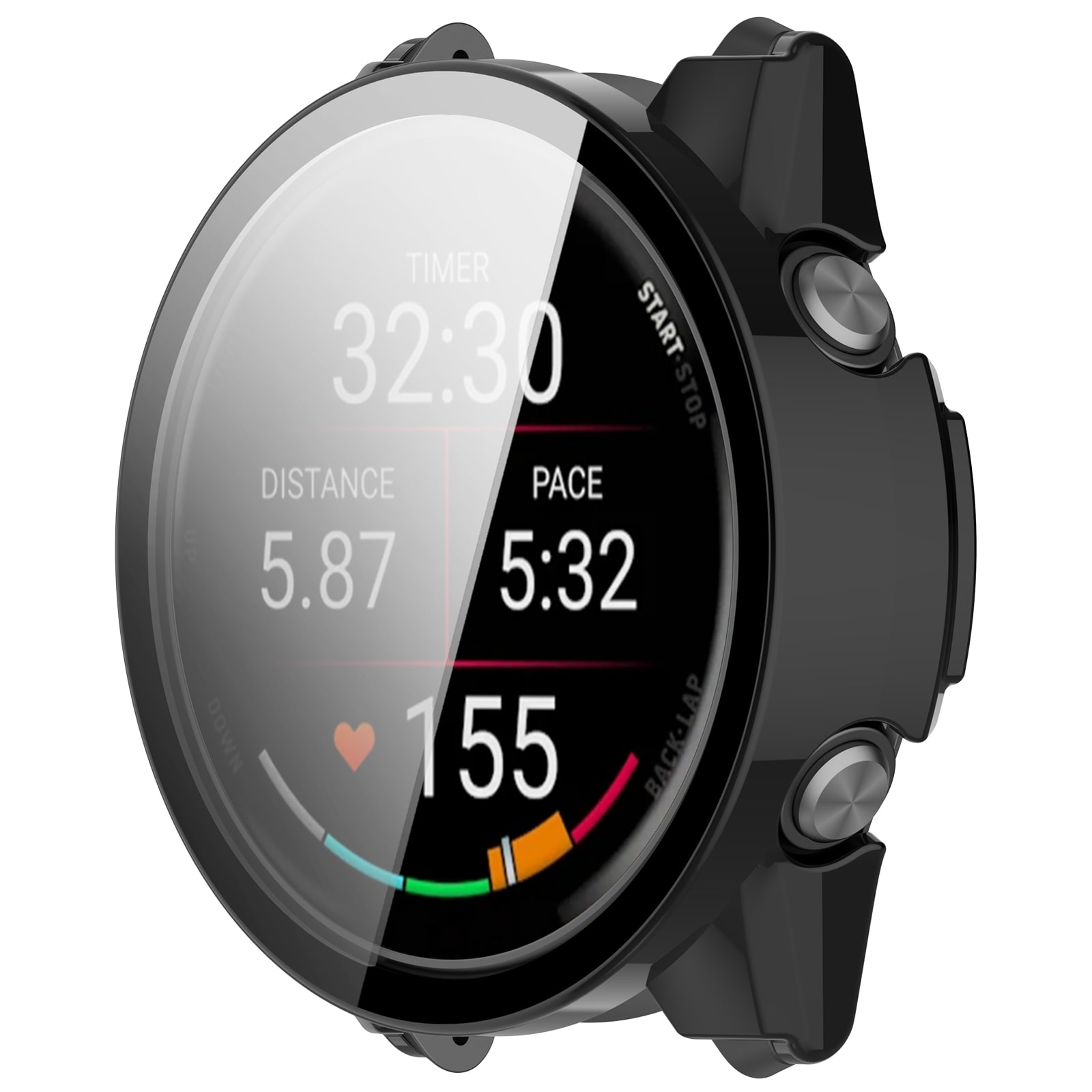 Garmin Forerunner 970 Heldækkende cover med indbygget skærmbeskytter, Sort