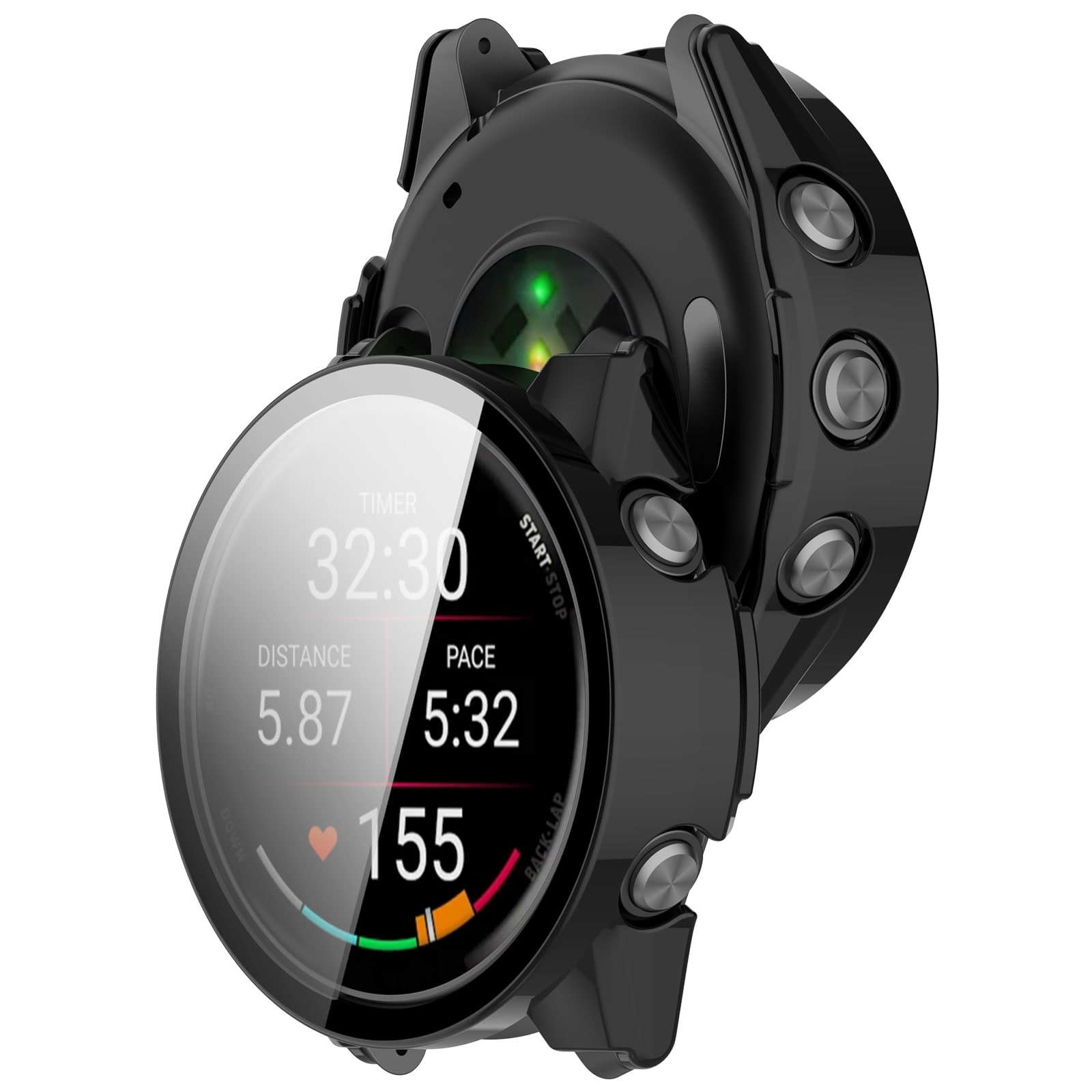 Garmin Forerunner 970 Heldækkende cover med indbygget skærmbeskytter, Sort