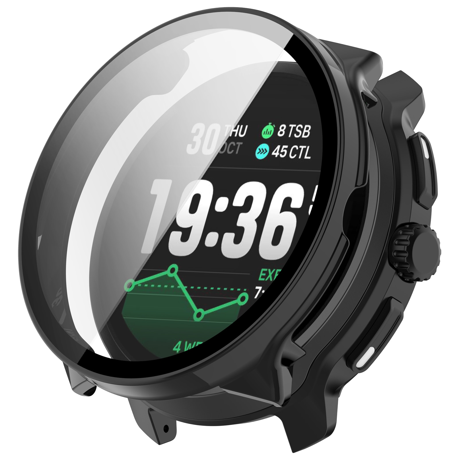 Suunto Race 2 Heldækkende cover med indbygget skærmbeskytter, Sort