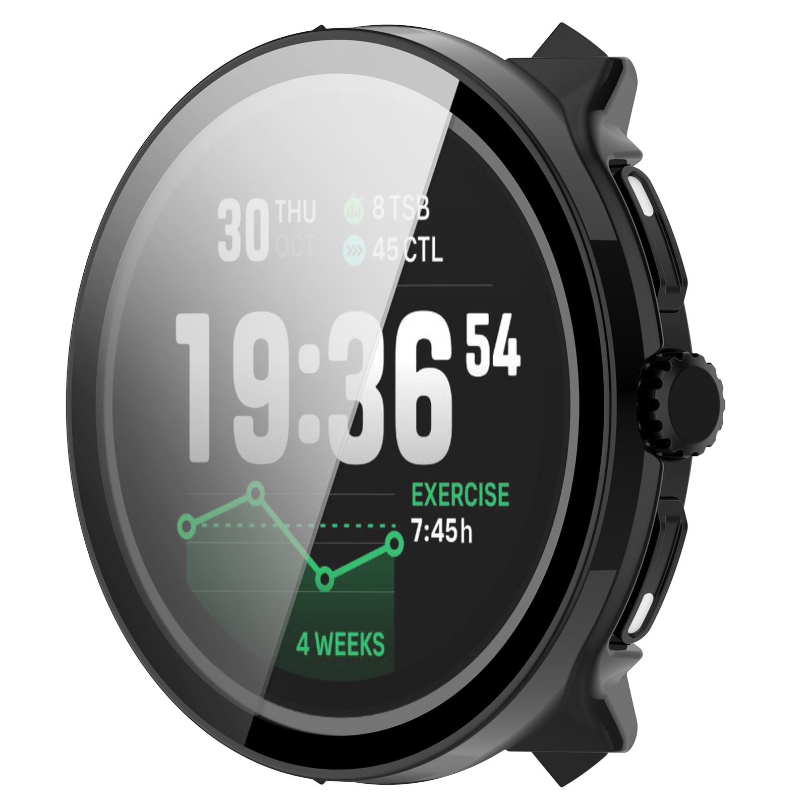 Suunto Race 2 Heldækkende cover med indbygget skærmbeskytter, Sort