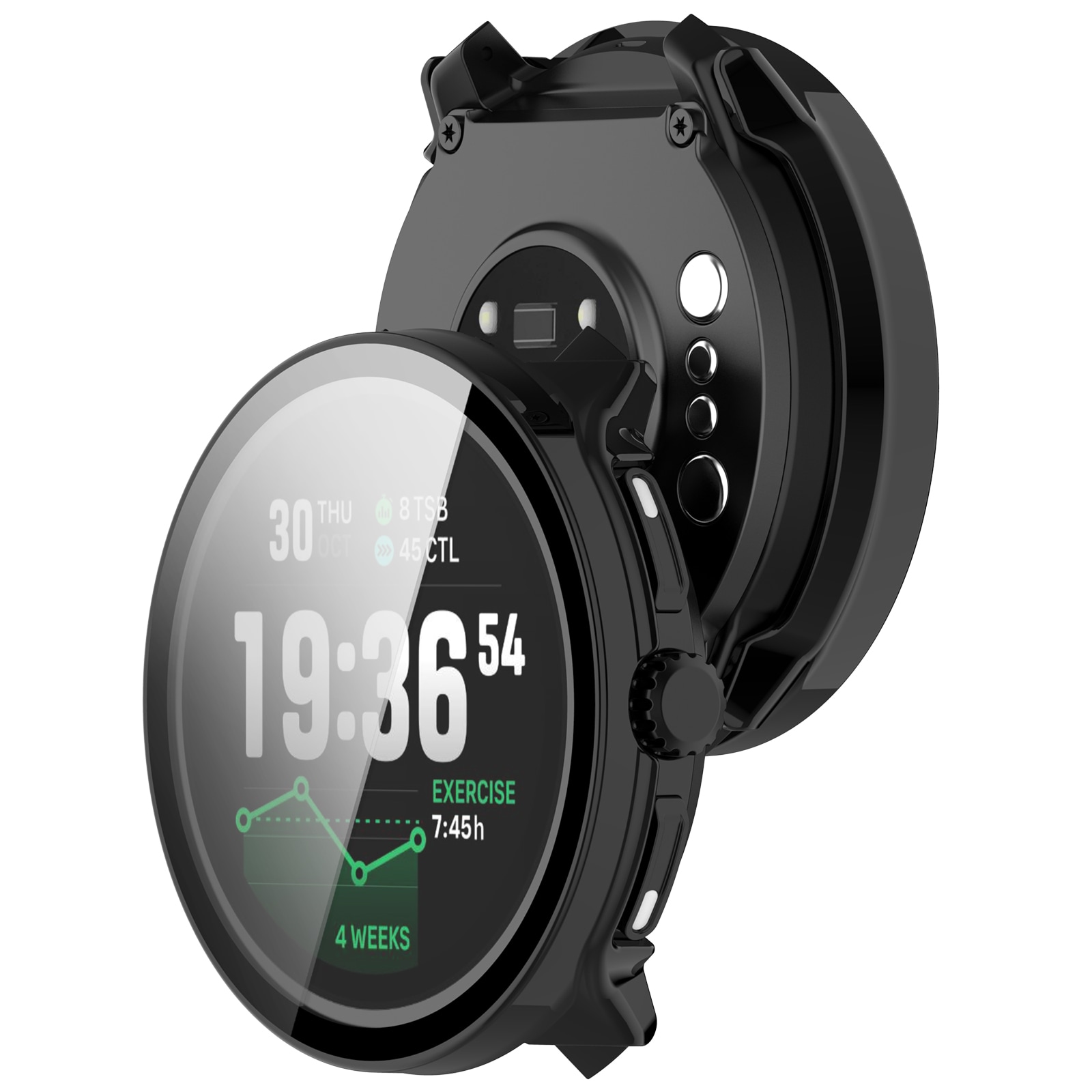 Suunto Race 2 Heldækkende cover med indbygget skærmbeskytter, Sort