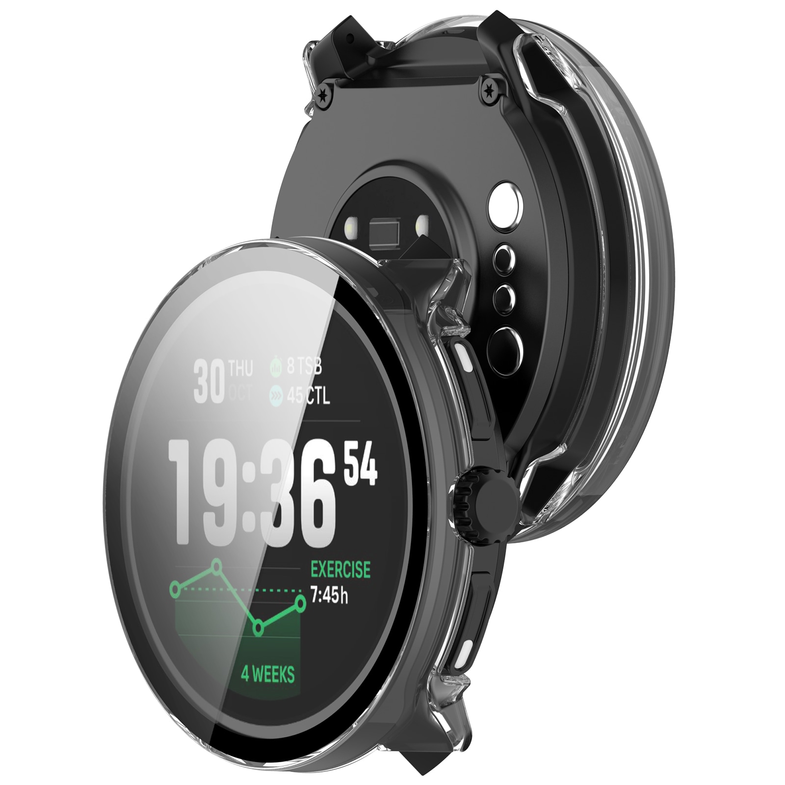 Suunto Race 2 Heldækkende cover med indbygget skærmbeskytter, Gennemsigtig
