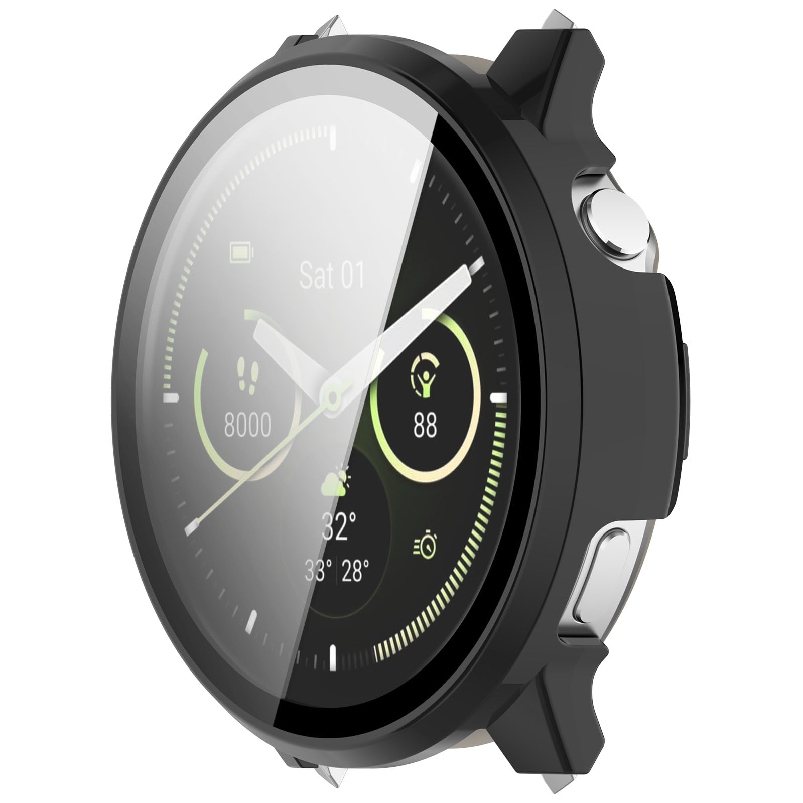 Garmin Venu 4 45mm Heldækkende cover med indbygget skærmbeskytter, Sort