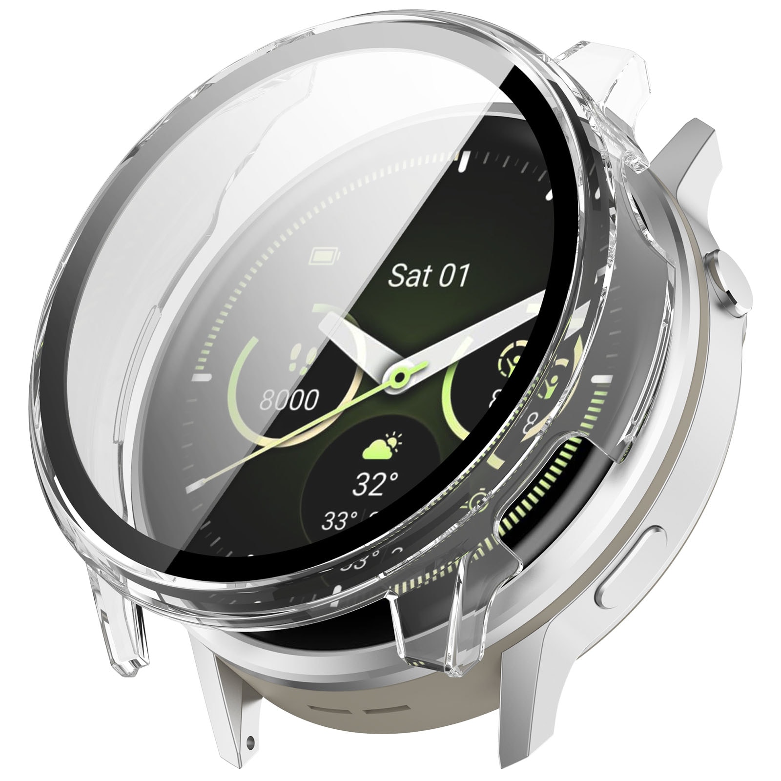 Garmin Venu 4 45mm Heldækkende cover med indbygget skærmbeskytter, Gennemsigtig