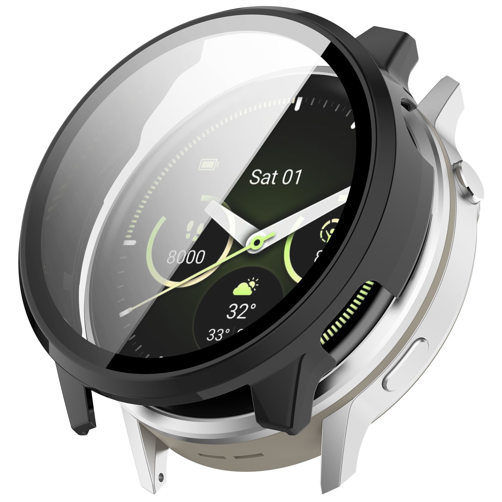 Garmin Venu 4 41mm Heldækkende cover med indbygget skærmbeskytter, Sort