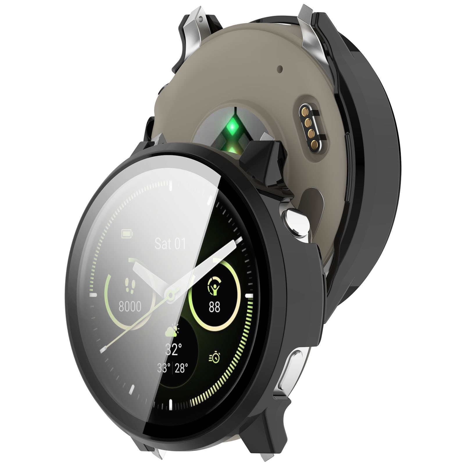 Garmin Venu 4 41mm Heldækkende cover med indbygget skærmbeskytter, Sort
