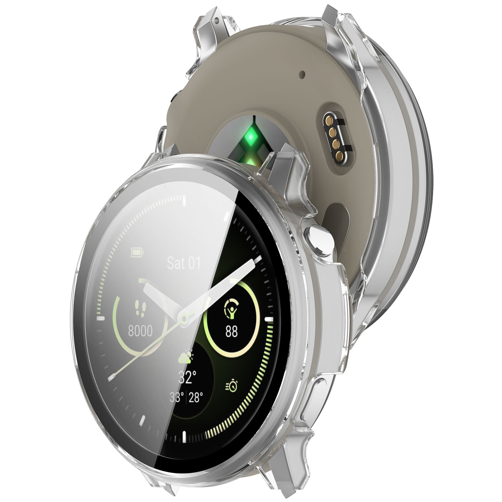 Garmin Venu 4 41mm Heldækkende cover med indbygget skærmbeskytter, Gennemsigtig