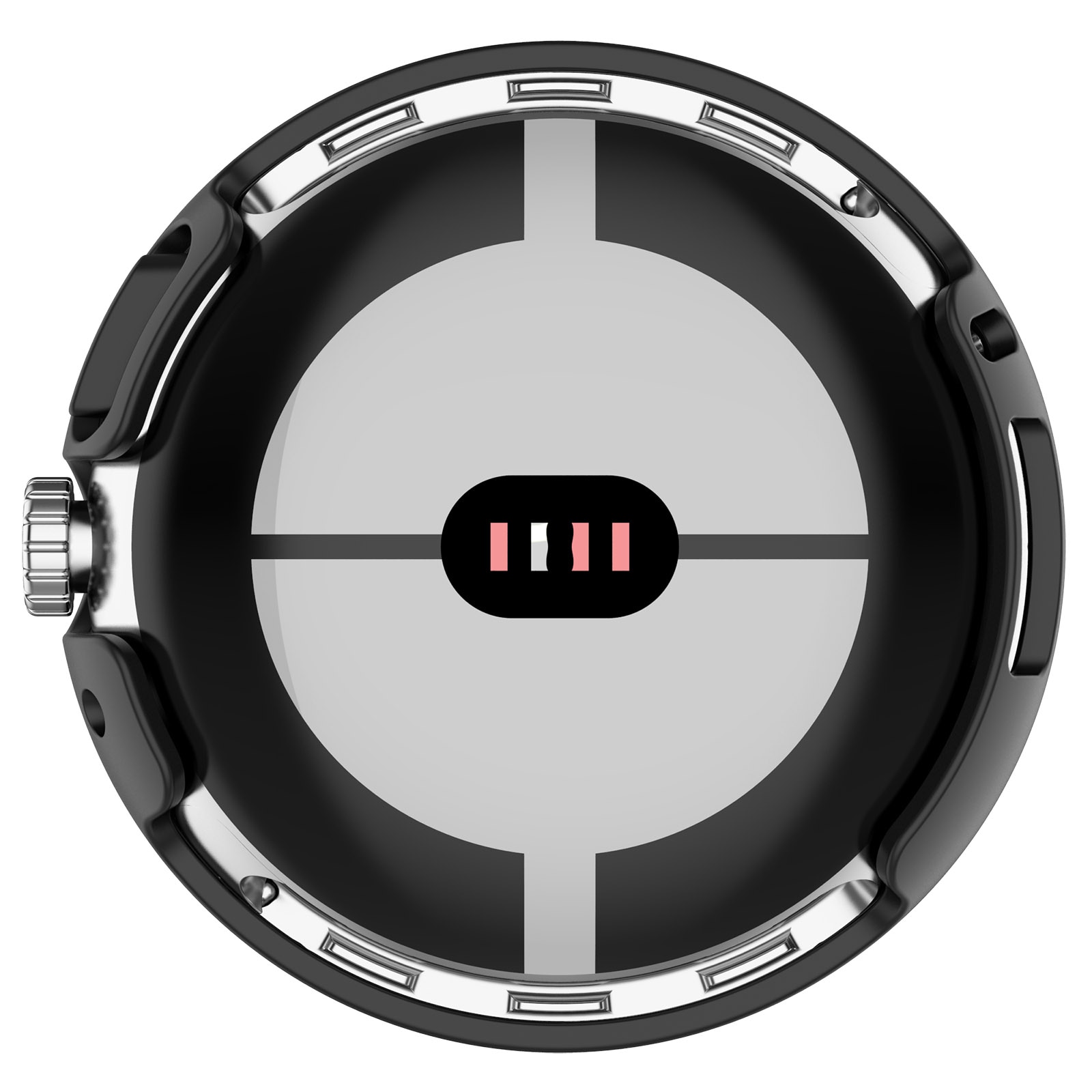 Google Pixel Watch 4 45mm Heldækkende cover med indbygget skærmbeskytter, Sort