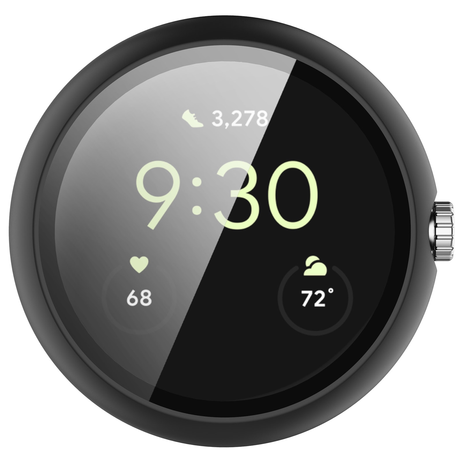 Google Pixel Watch 4 45mm Heldækkende cover med indbygget skærmbeskytter, Sort