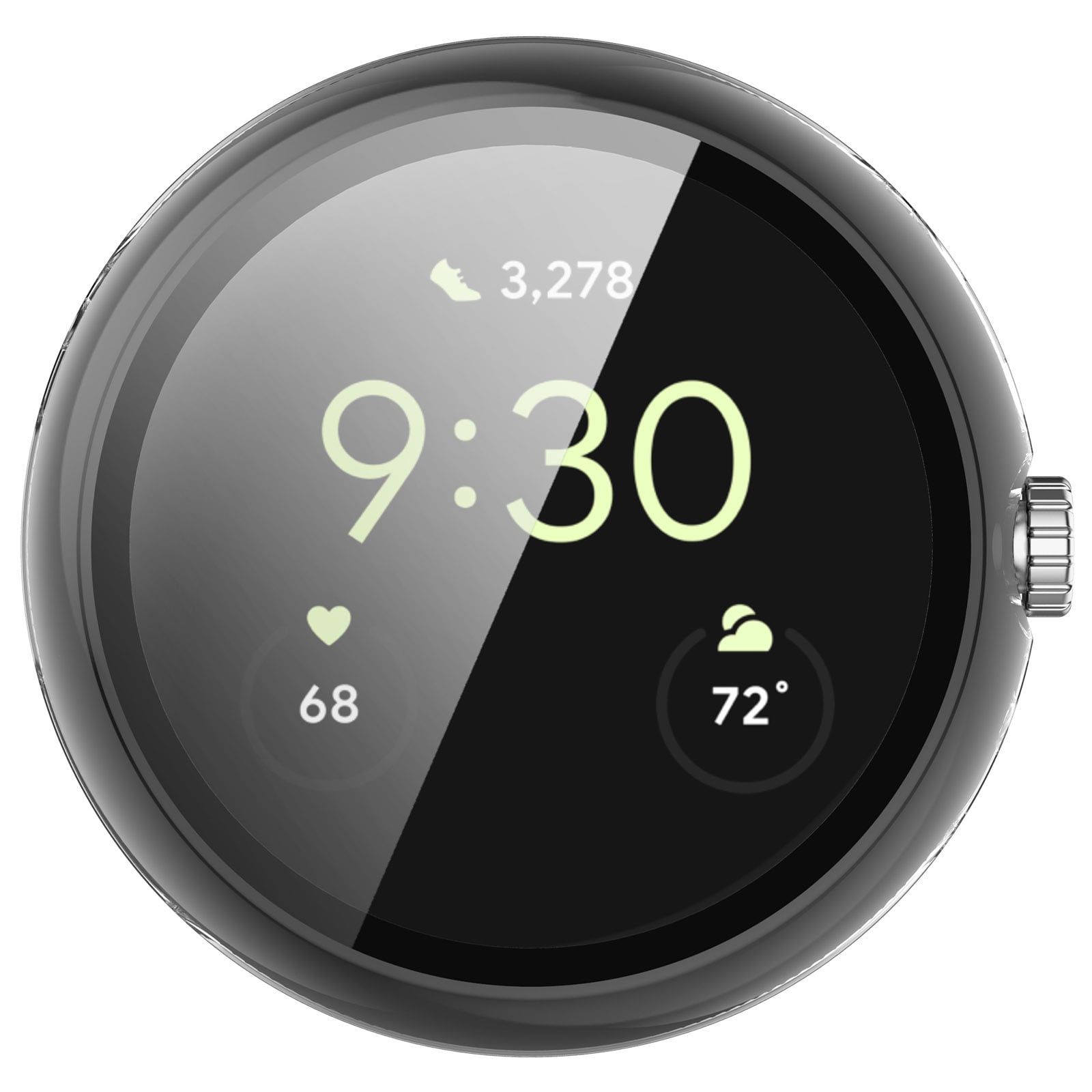 Google Pixel Watch 4 45mm Heldækkende cover med indbygget skærmbeskytter, Gennemsigtig