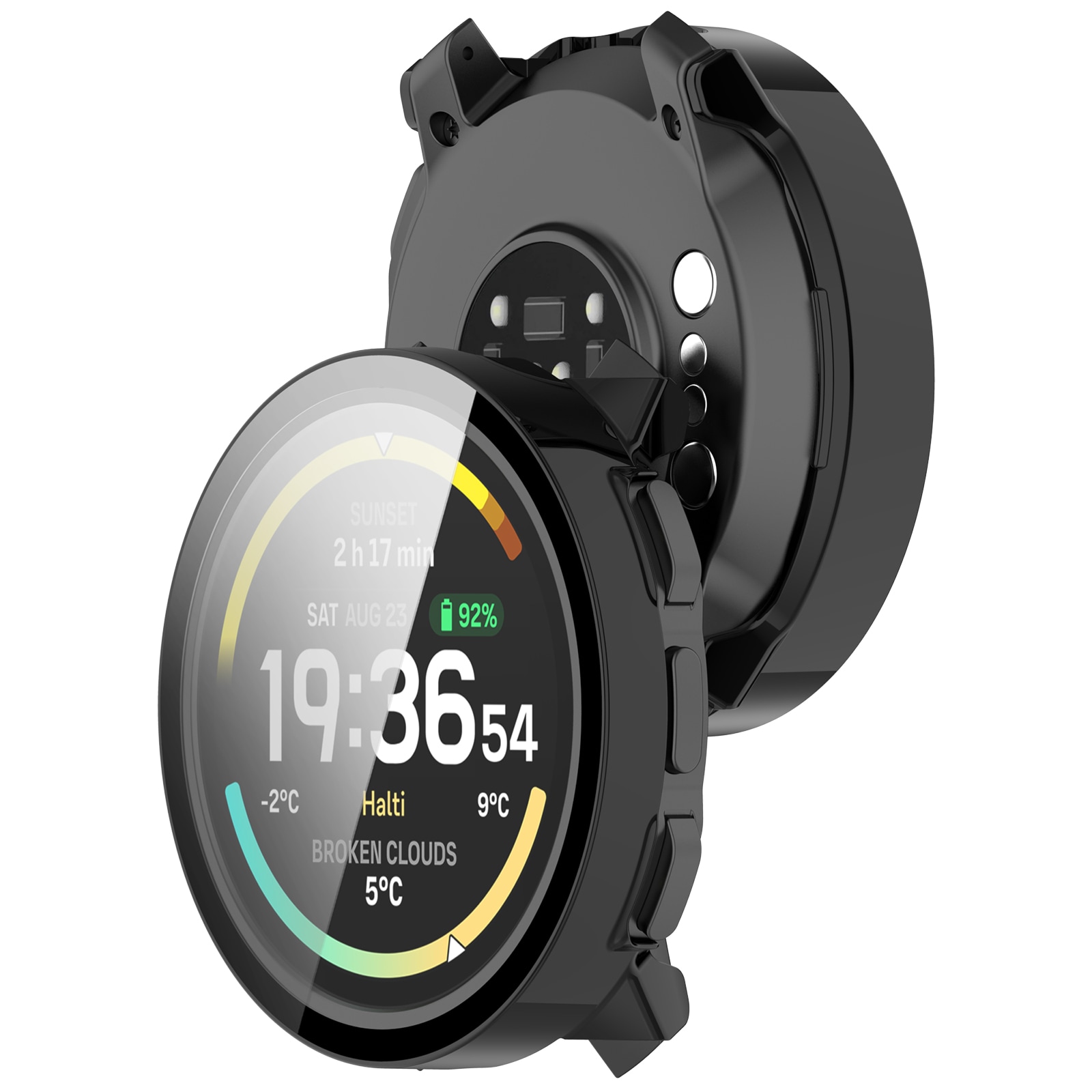 Suunto Vertical 2 Heldækkende cover med indbygget skærmbeskytter, Sort