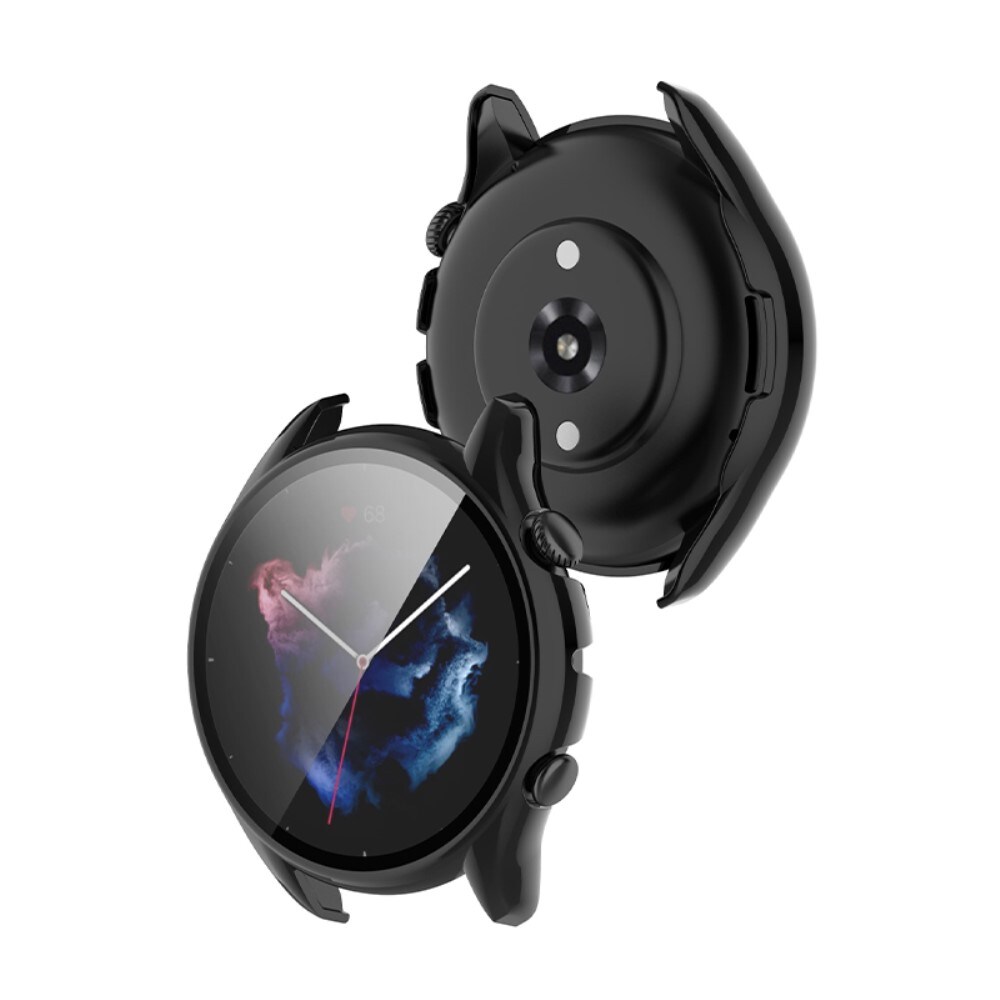 Amazfit GTR 3/GTR 3 Pro Heldækkende cover med indbygget skærmbeskytter, Sort