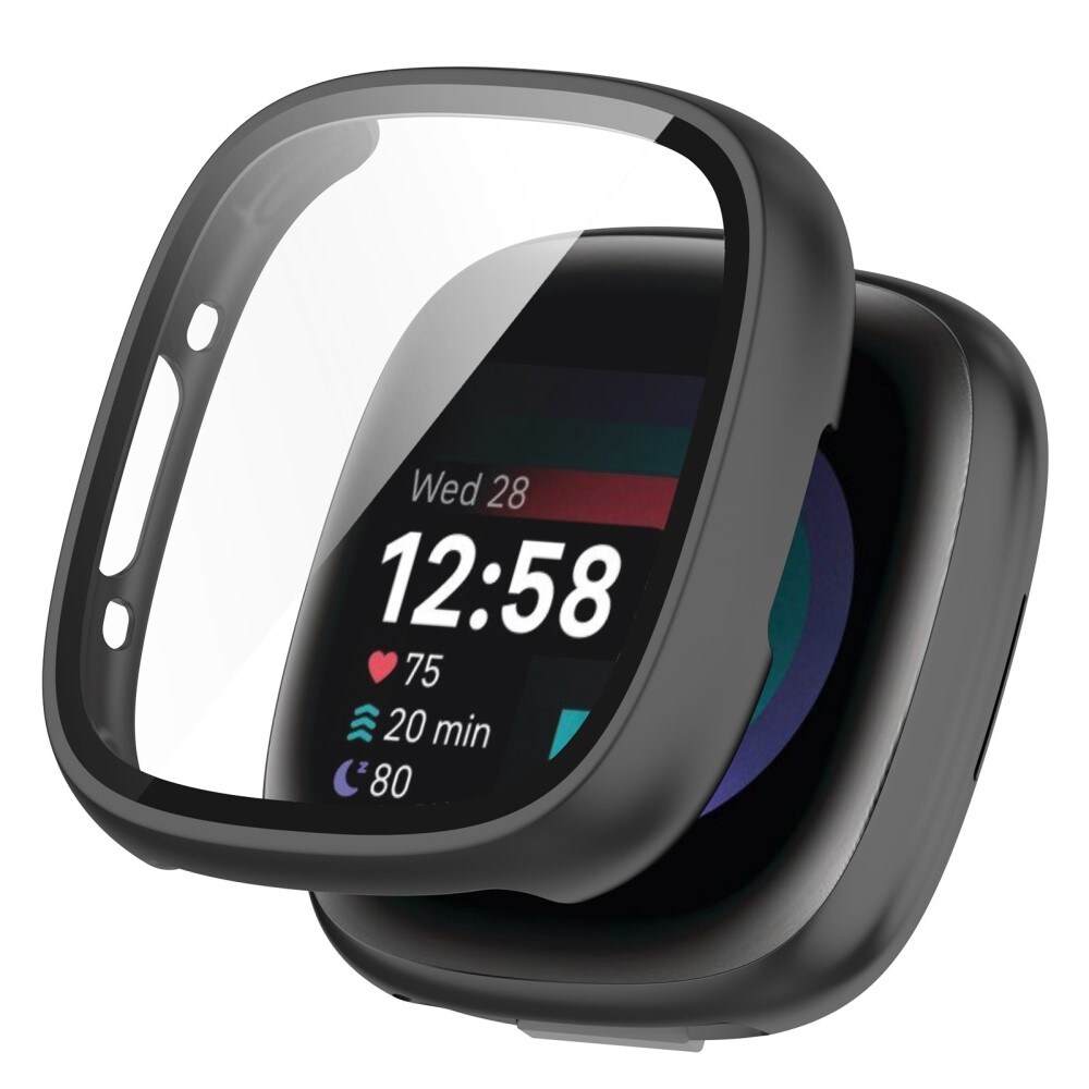 Fitbit Sense 2 Heldækkende cover med indbygget skærmbeskytter, Sort