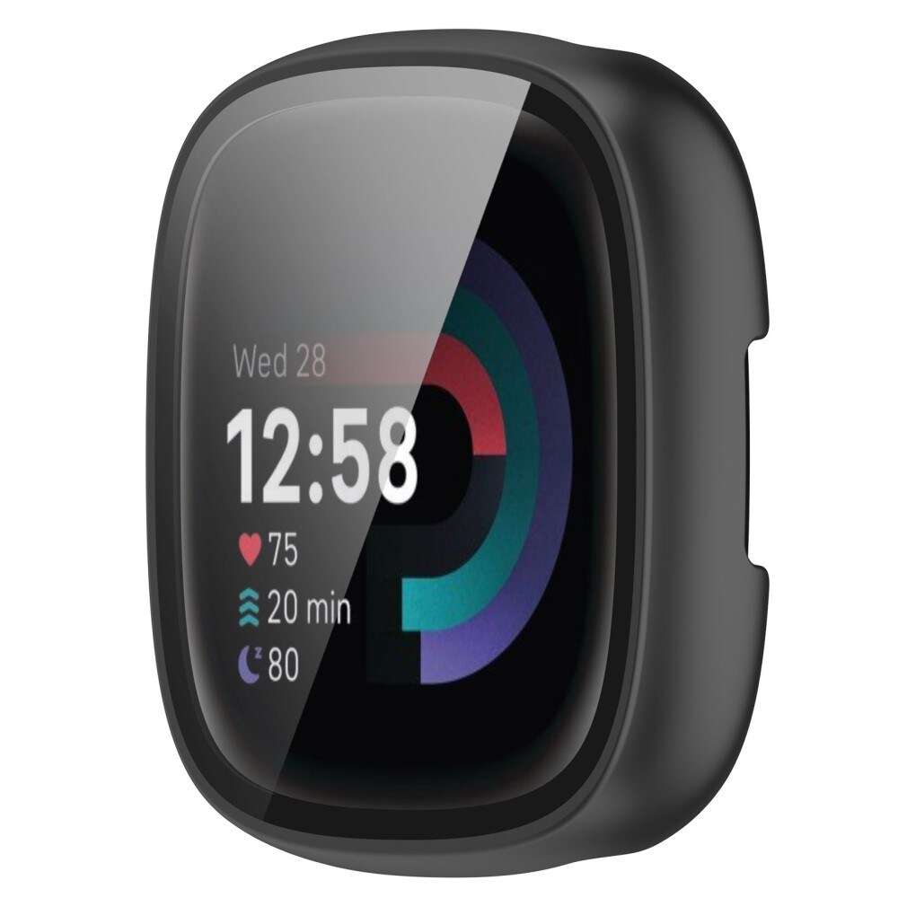 Fitbit Sense 2 Heldækkende cover med indbygget skærmbeskytter, Sort